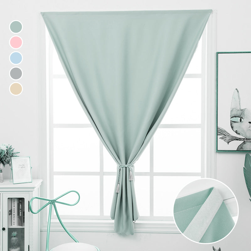 Simple Blackout Non-punch Velcro Curtain