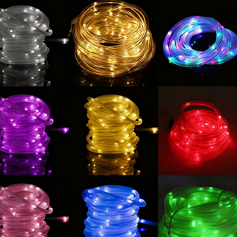 Solar-powered 8-function Waterproof LED Water Pipe Copper Wire Light String