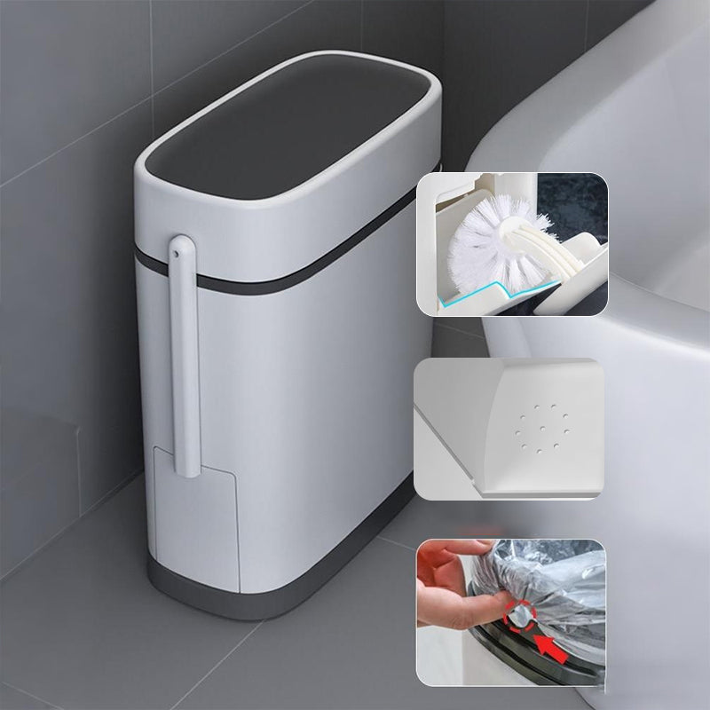 Slim Press-Lid Trash Can for Tight Spaces