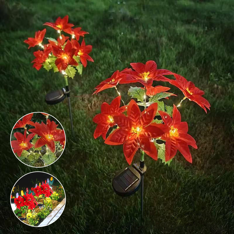 Landscape Decoration Poinsettia Solar Lamp
