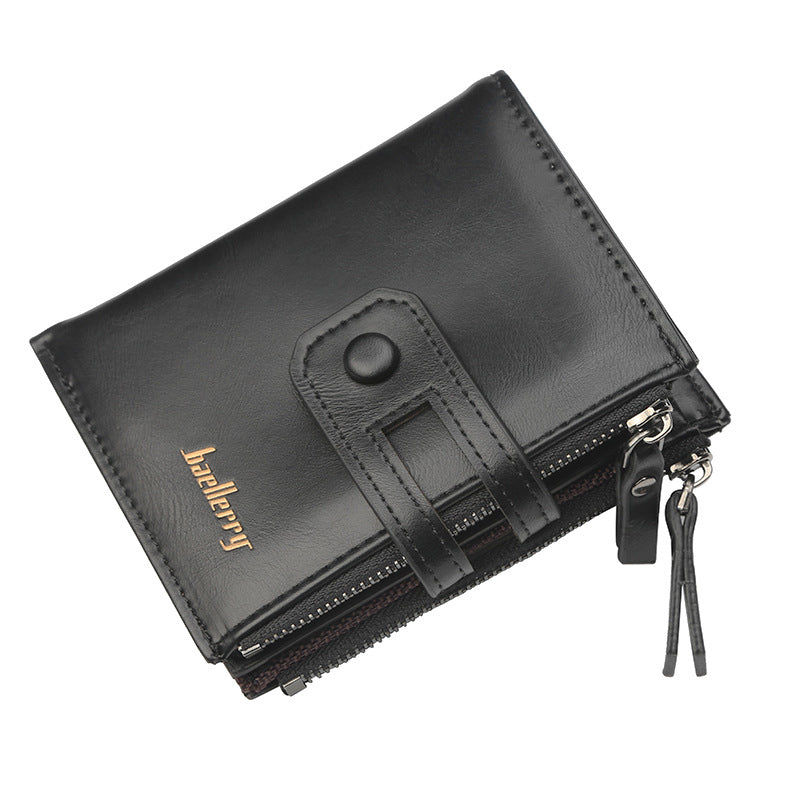 Vintage Dual-Zipper RFID-Blocking Leather Wallet
