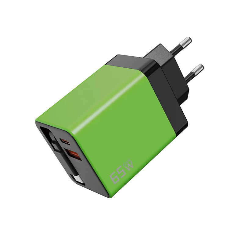 65 W GaN A+C Dual-Port-Schnellladeadapter mit einziehbarem Kabel