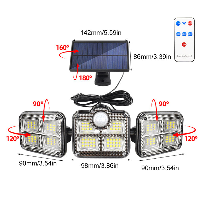 Triple LED Solar Wall Light