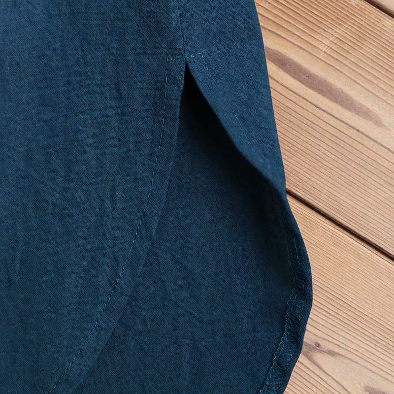 Linen loose solid color dress with pockets