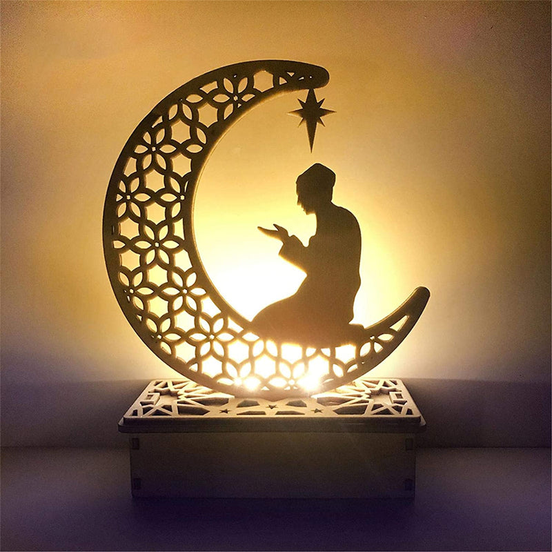 Wooden Eid Mubarak Ramadan LED Decoration Light