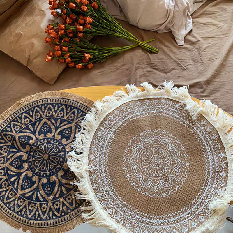 Round Embroidery Nordic Style Table Placemat