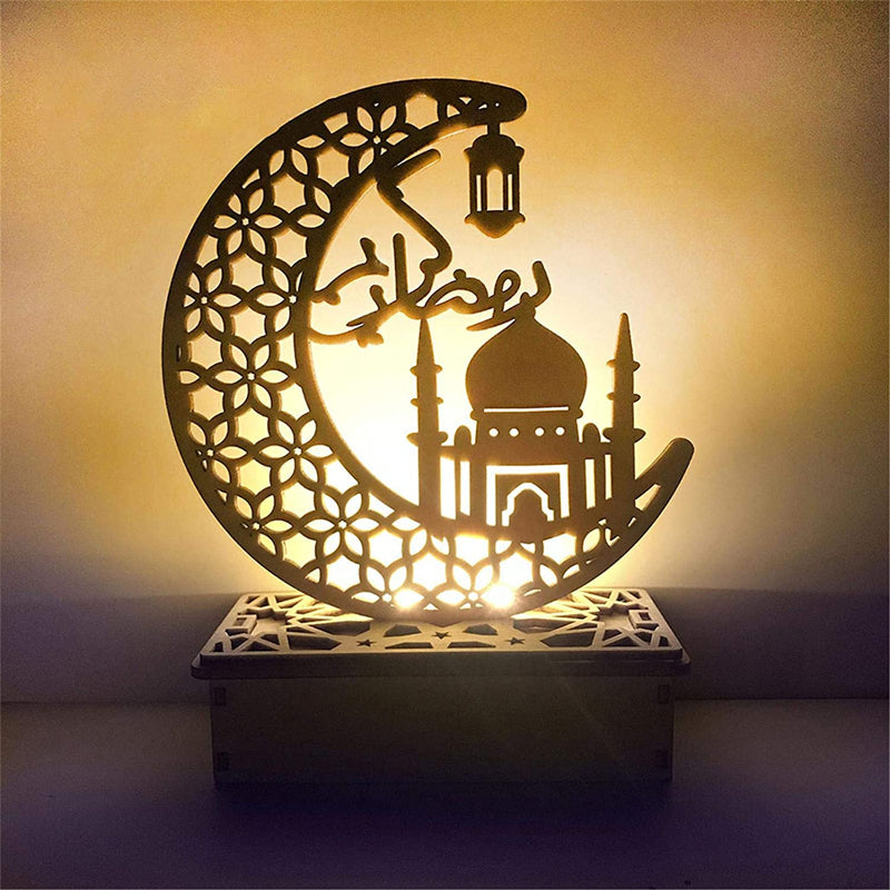 Wooden Eid Mubarak Ramadan LED Decoration Light