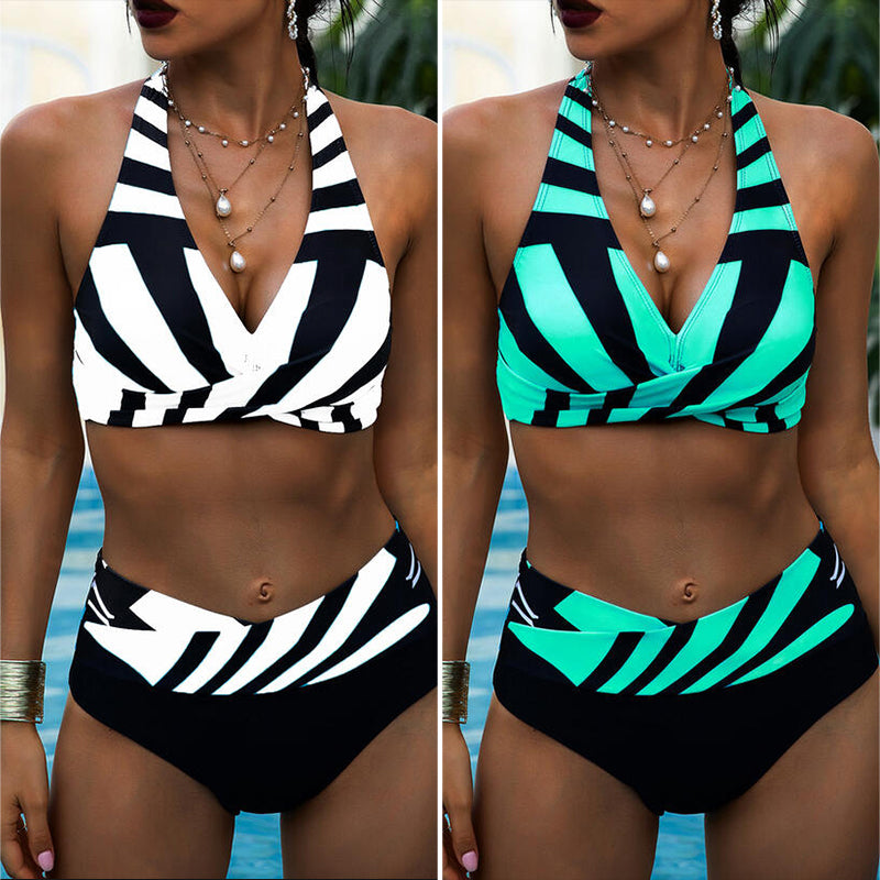 Striped Halter Bikini