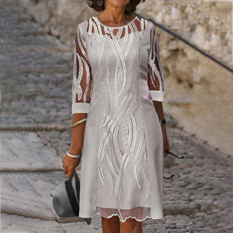 Round neck lace dress