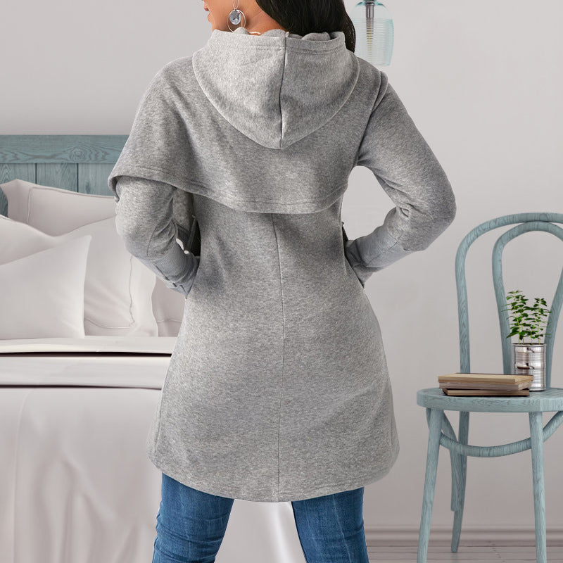 Mid-length slim-fit hooded sweatshirt