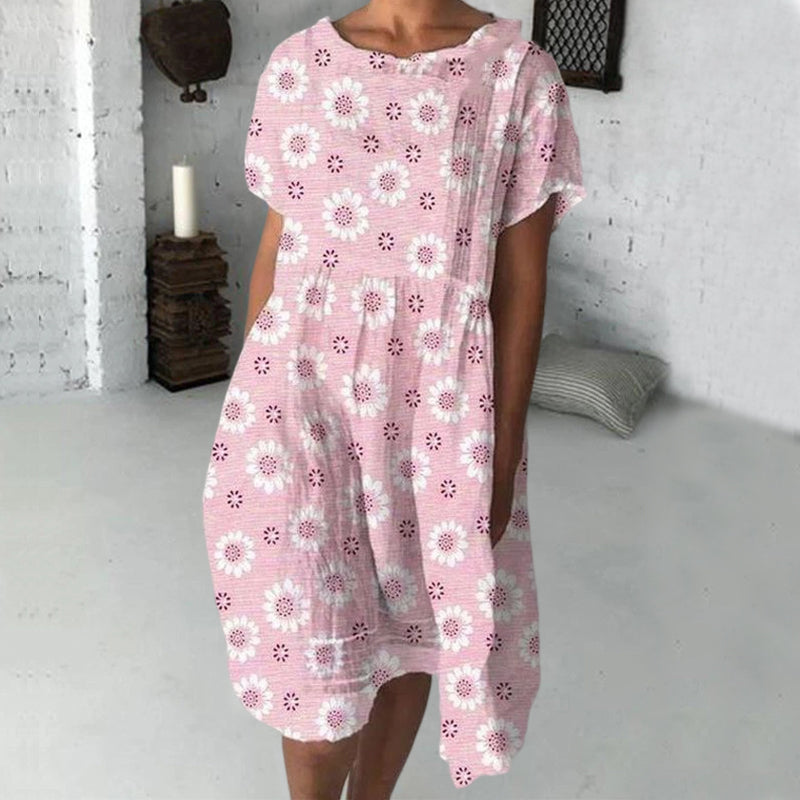 Midi dress with sunflower print
