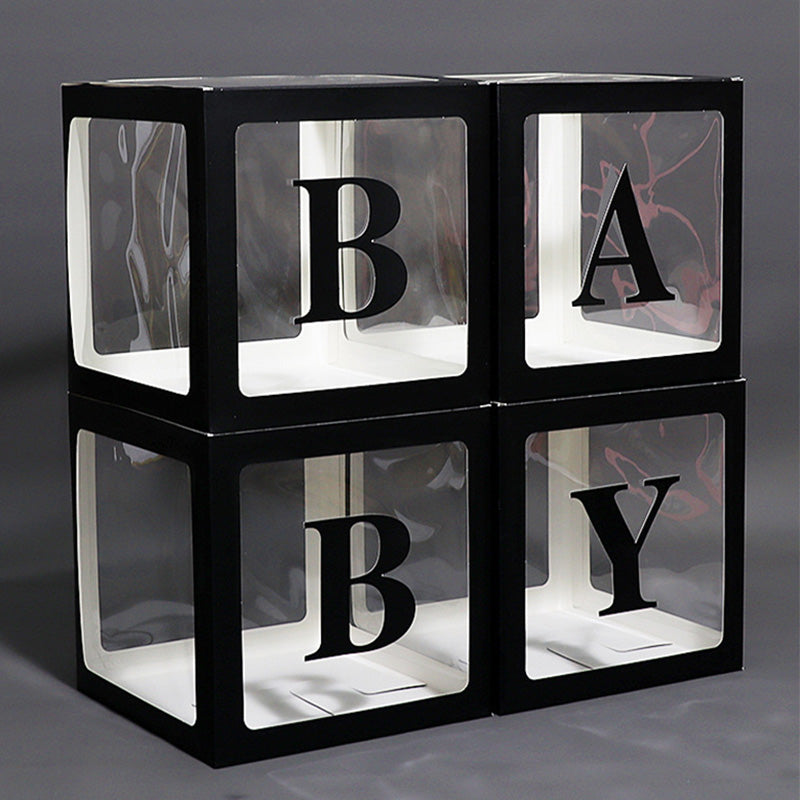 4 pcs Transparent Balloons Boxes with Baby and Love Letters