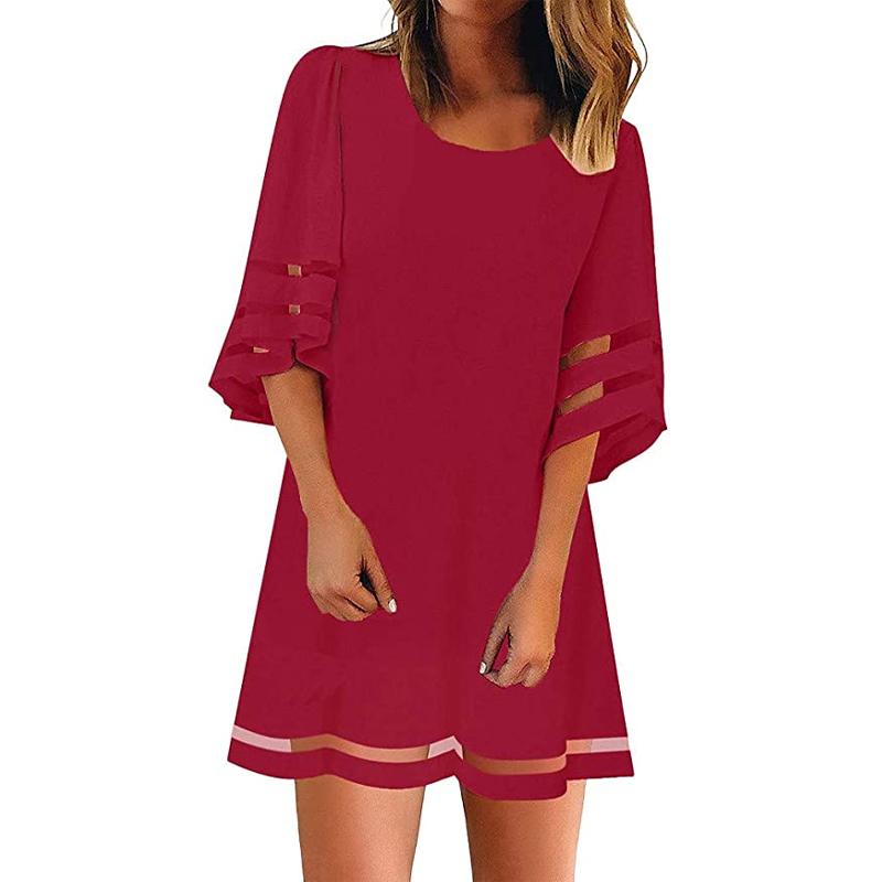 Loose O-Neck Mesh Dress