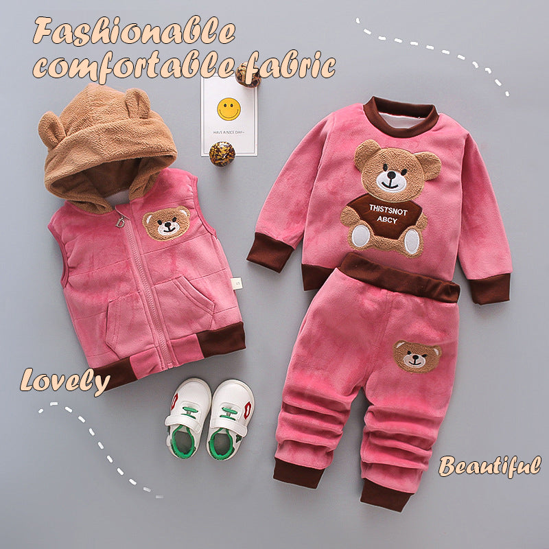 Winter 3 pieces hooded sweater suit For Kids