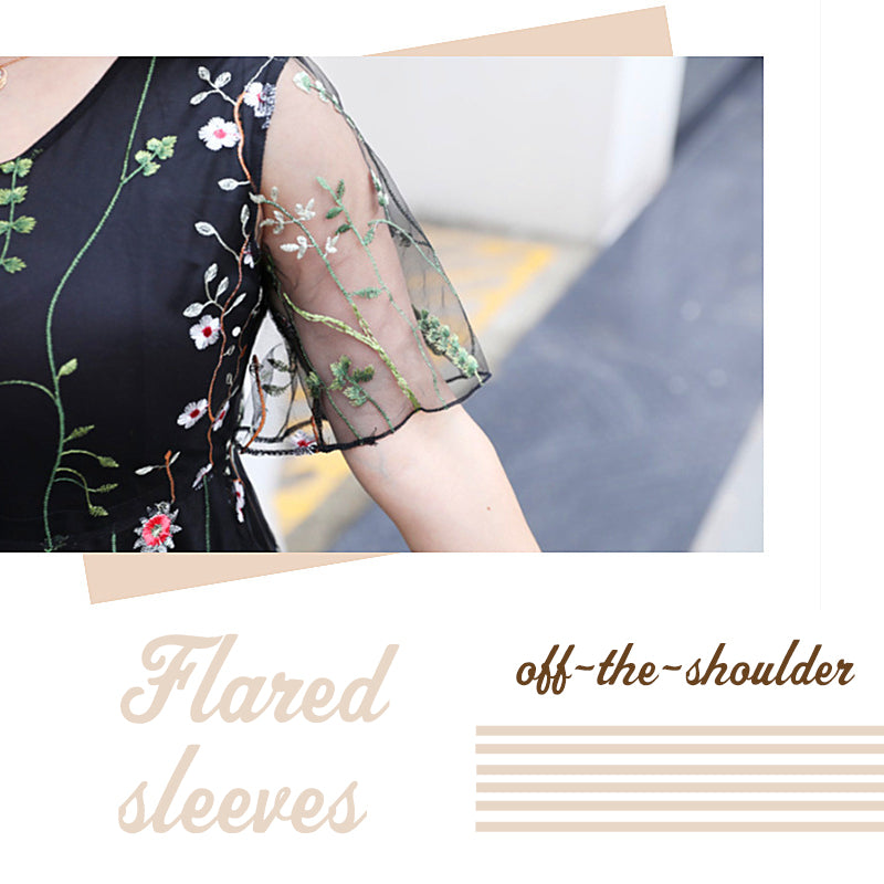 Curve & Plus Size Embroidered Dress（👉👉Free shipping）