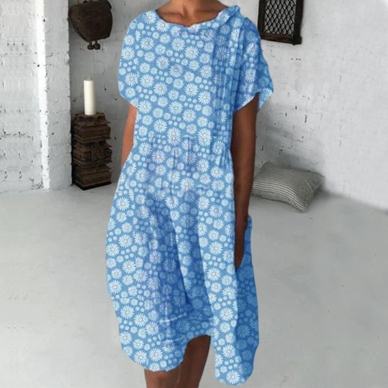 Midi dress with sunflower print