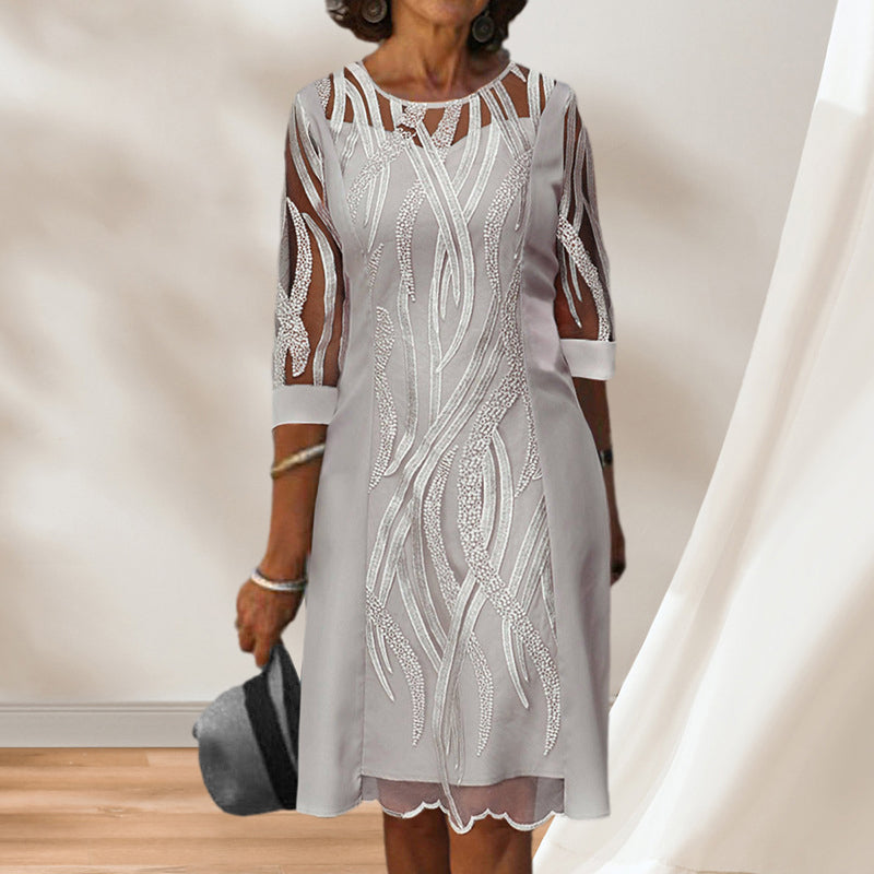 Round neck lace dress