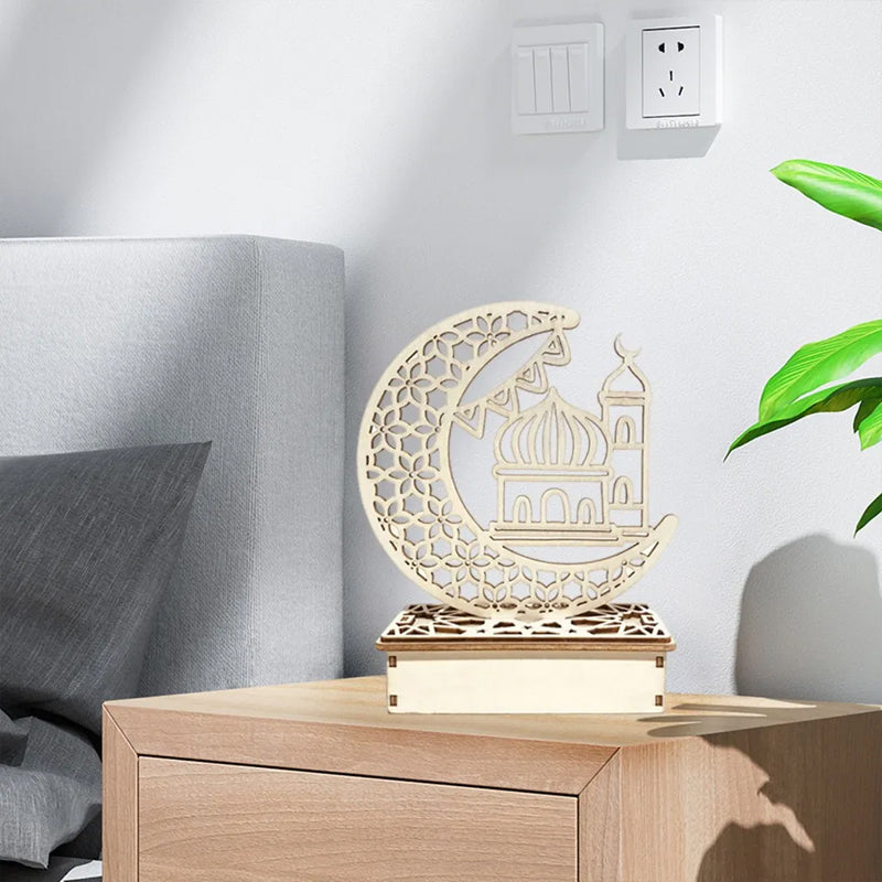 Wooden Eid Mubarak Ramadan LED Decoration Light