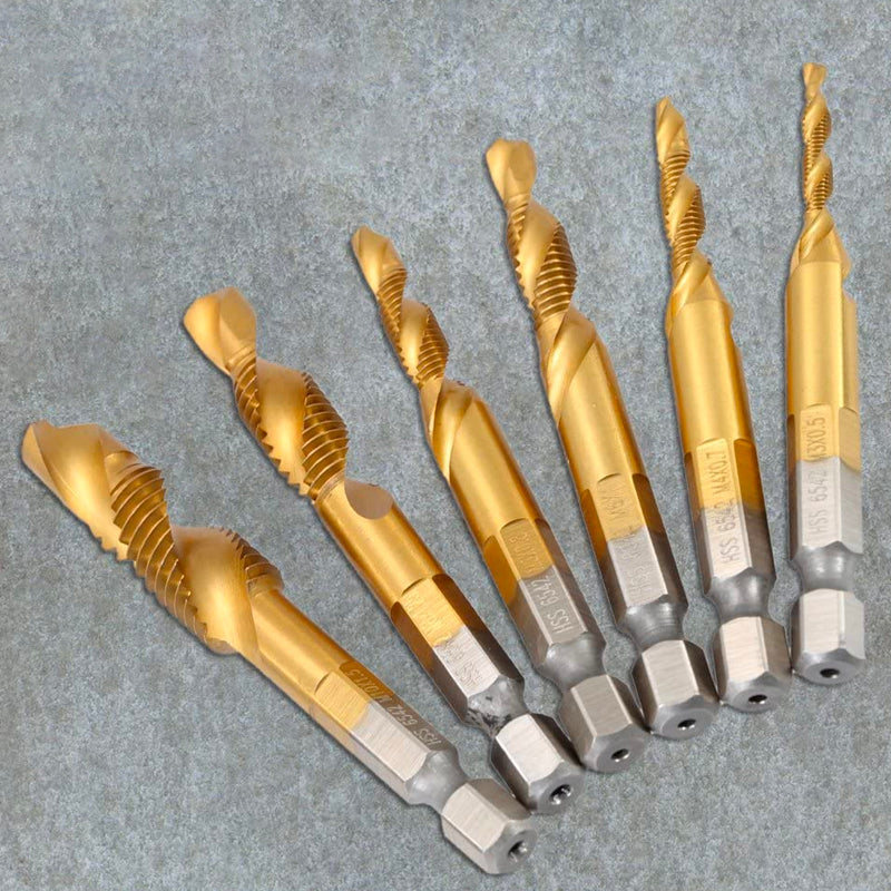 6 piece metric thread tap drill bits set