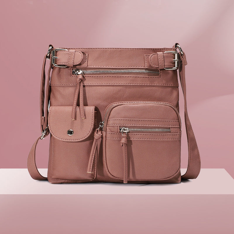 Multi-Pocket Soft Crossbody Bag