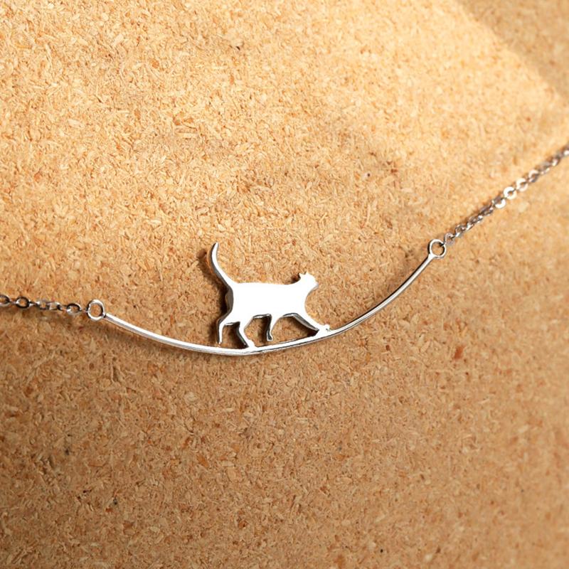 Cute Walking Cat Clavicle Chain Necklace