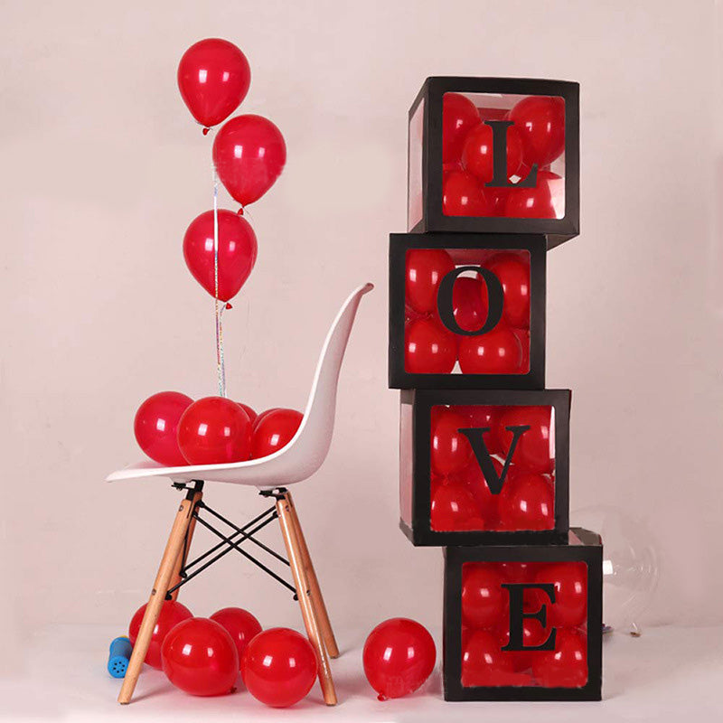 4 pcs Transparent Balloons Boxes with Baby and Love Letters