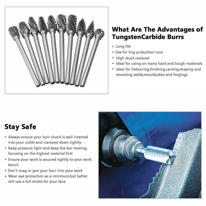 10-In-1 Tungsten Steel Grinding Head Set ( 10PCs )