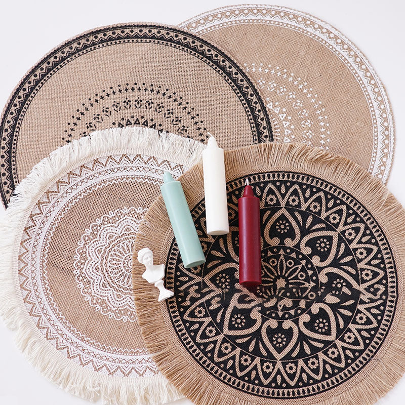 Round Embroidery Nordic Style Table Placemat