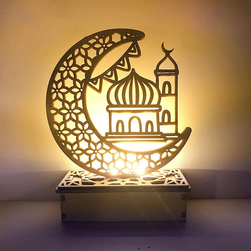 Wooden Eid Mubarak Ramadan LED Decoration Light