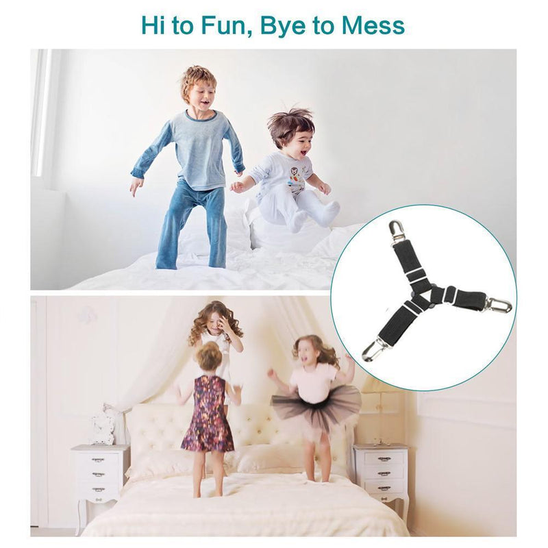 Bed Sheet Fasteners, Adjustable Triangle  Elastic Band Straps