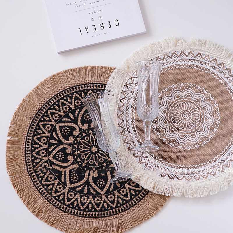 Round Embroidery Nordic Style Table Placemat