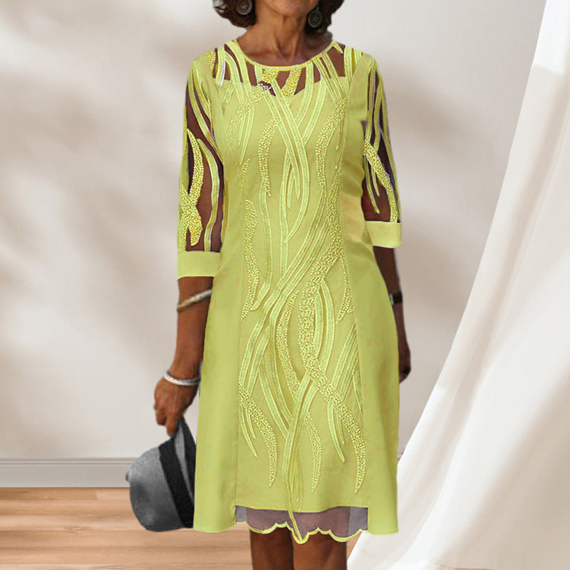 Round neck lace dress