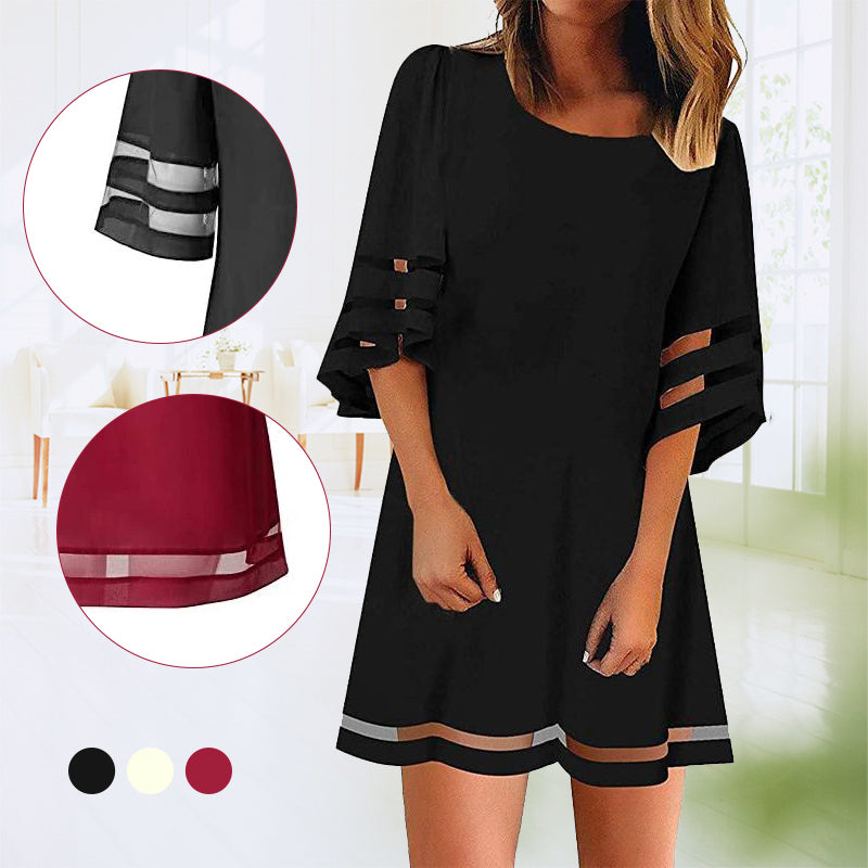 Loose O-Neck Mesh Dress