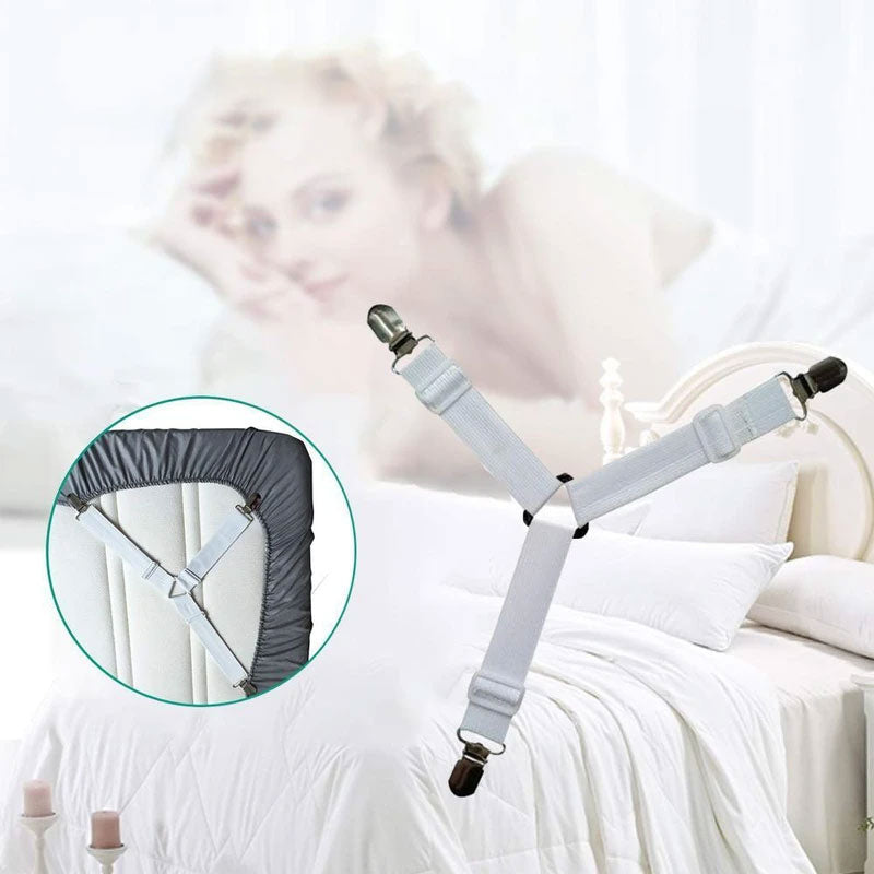 Bed Sheet Fasteners, Adjustable Triangle  Elastic Band Straps