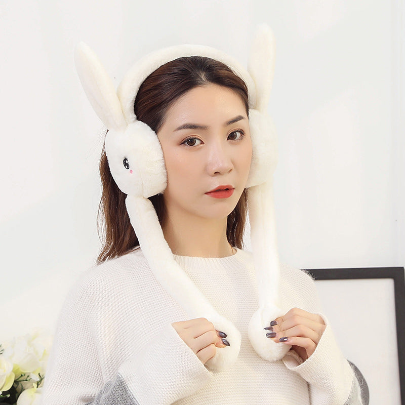 Earmuffs with cute jumping rabbit ear