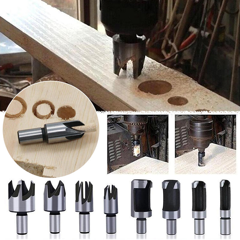 8 PCS Carbon Steel Plug Cutter Drill Bit Set(1/4'' ,3/8'' ,1/2'' ,5/8'')